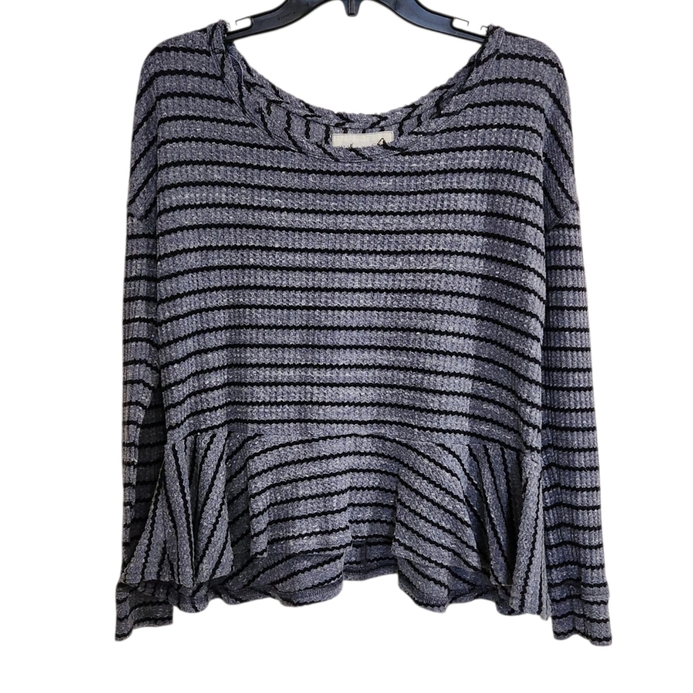 We The Free Free People Womens Sz S/P Sweater Blue Black Stripes Long Sleeve